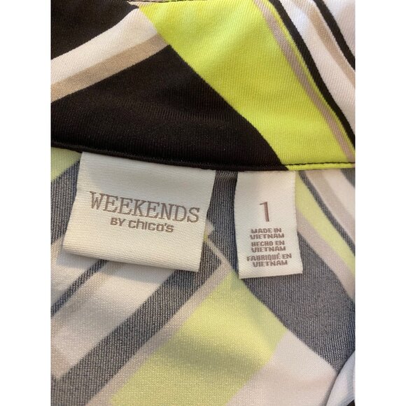 Chicos Weekends Womens Multicolored Short Sleeve Tops Size 1 Medium. - Picture 4 of 11